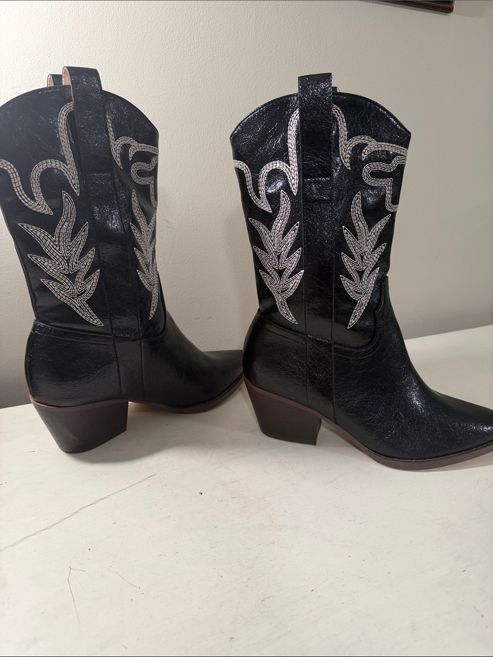 Oasis Black Western Embroidered Heeled Boots